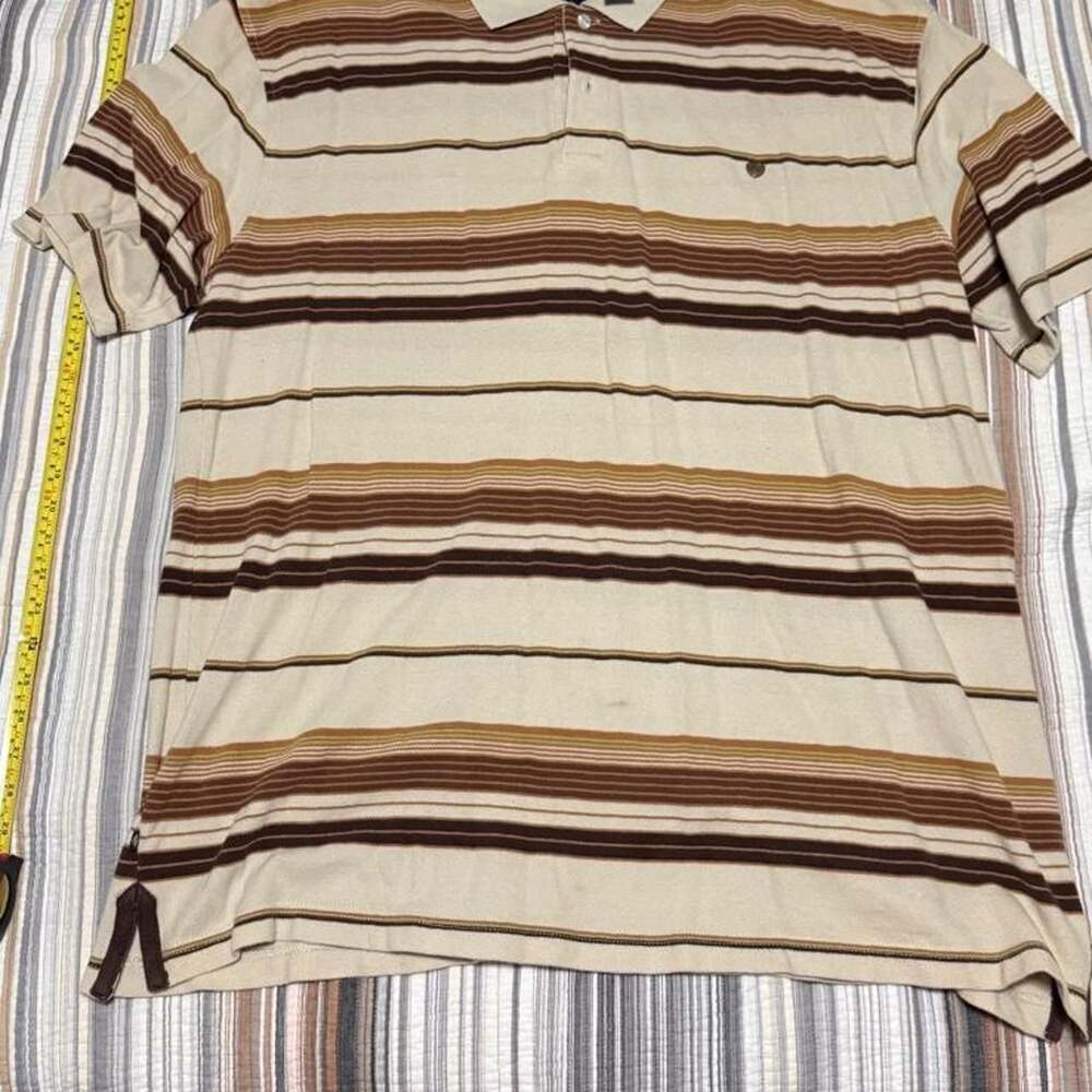 Enyce Striped Polo Shirt XXL Brown Beige Short Sleeve